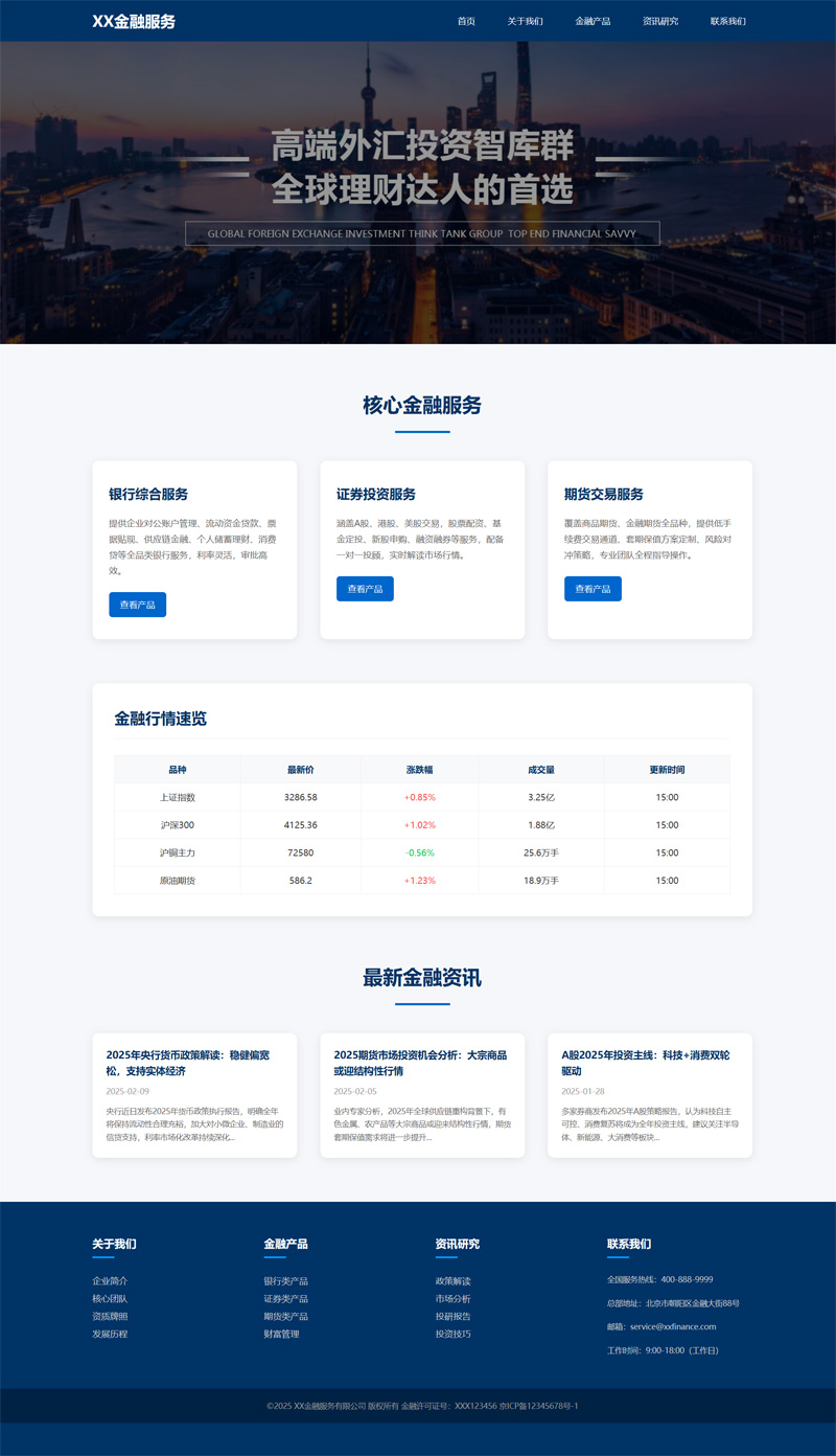 响应式银行证券期货服务网站Wordpress模板截图
