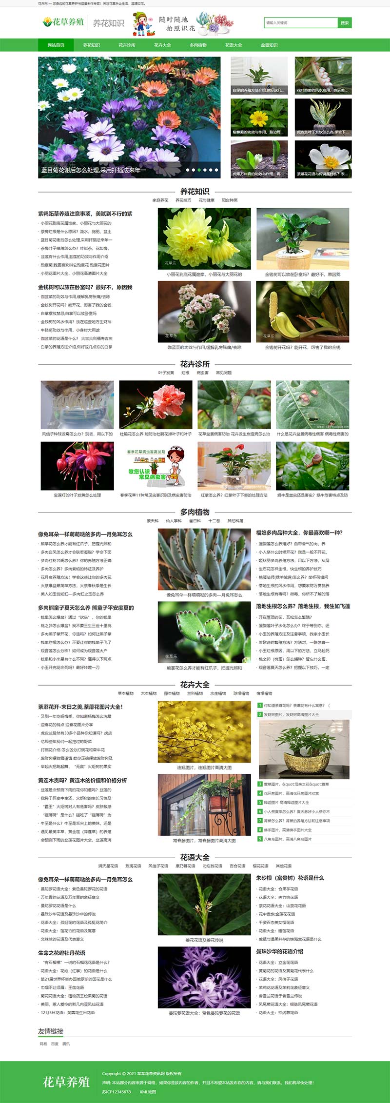 花草植物花卉养殖新闻资讯类Wordpress模板效果图