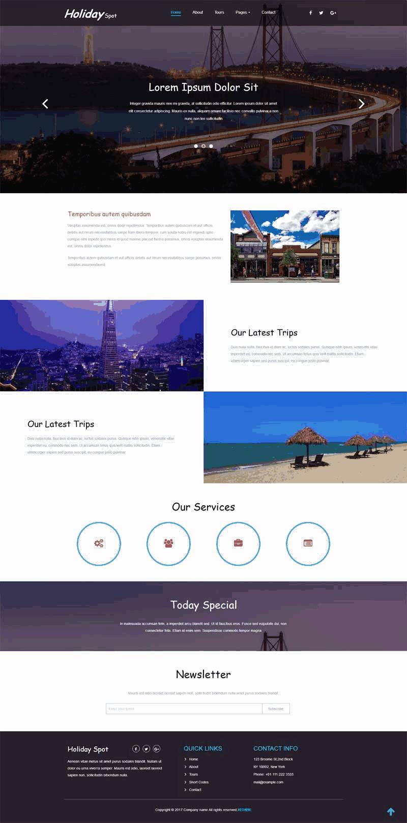 黑色的假日旅游服务公司WordPress模板（带手机版）效果图