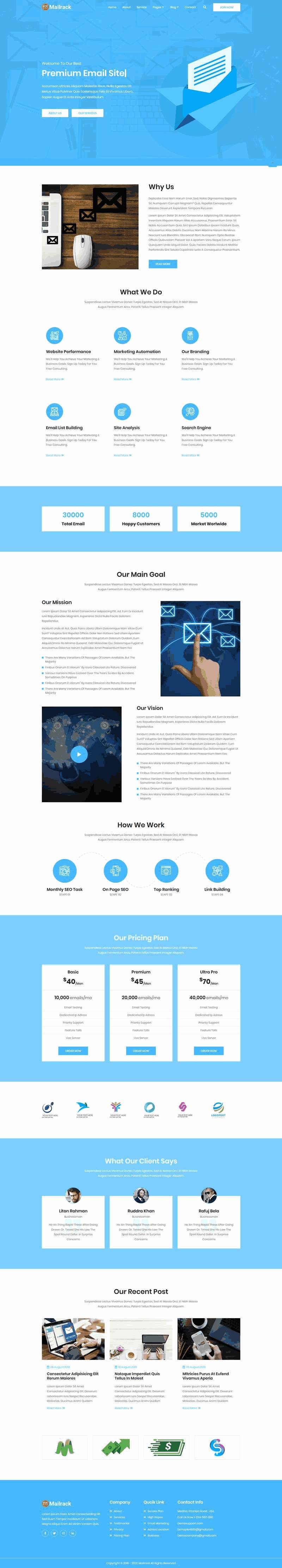 公司邮箱网络营销业务网站Wordpress模板（带手机版）效果图