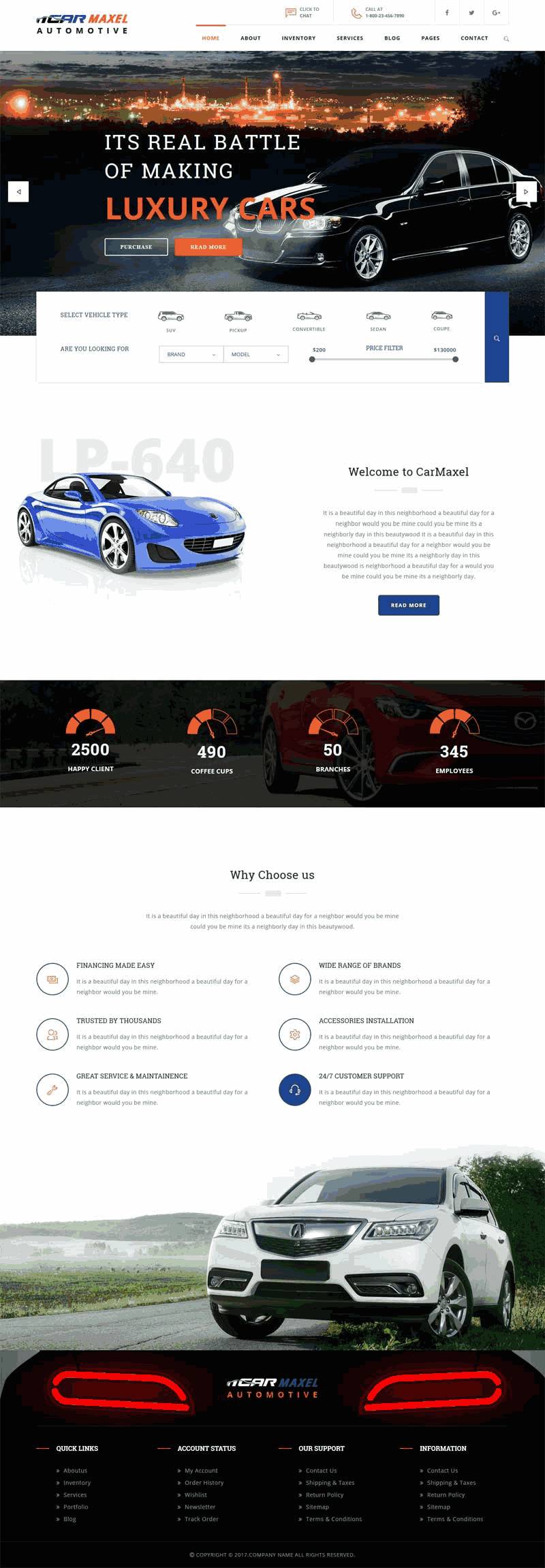 自适应大气的汽车4s店公司网站Wordpress模板（带手机版）效果图