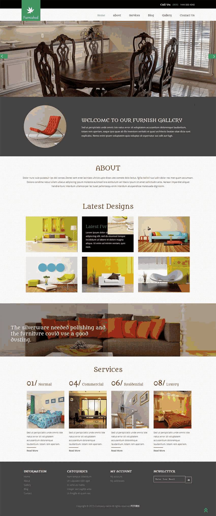 简洁大气的国外室内家居装饰网站Wordpress模板（带手机版）效果图