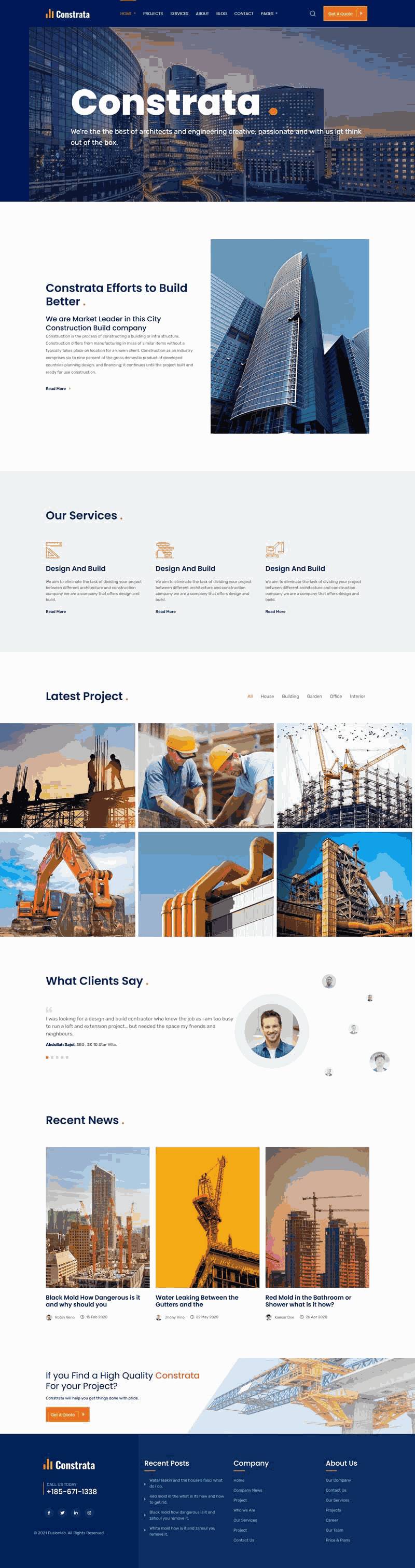 房产建筑工程公司网站Wordpress模板（带手机版）效果图