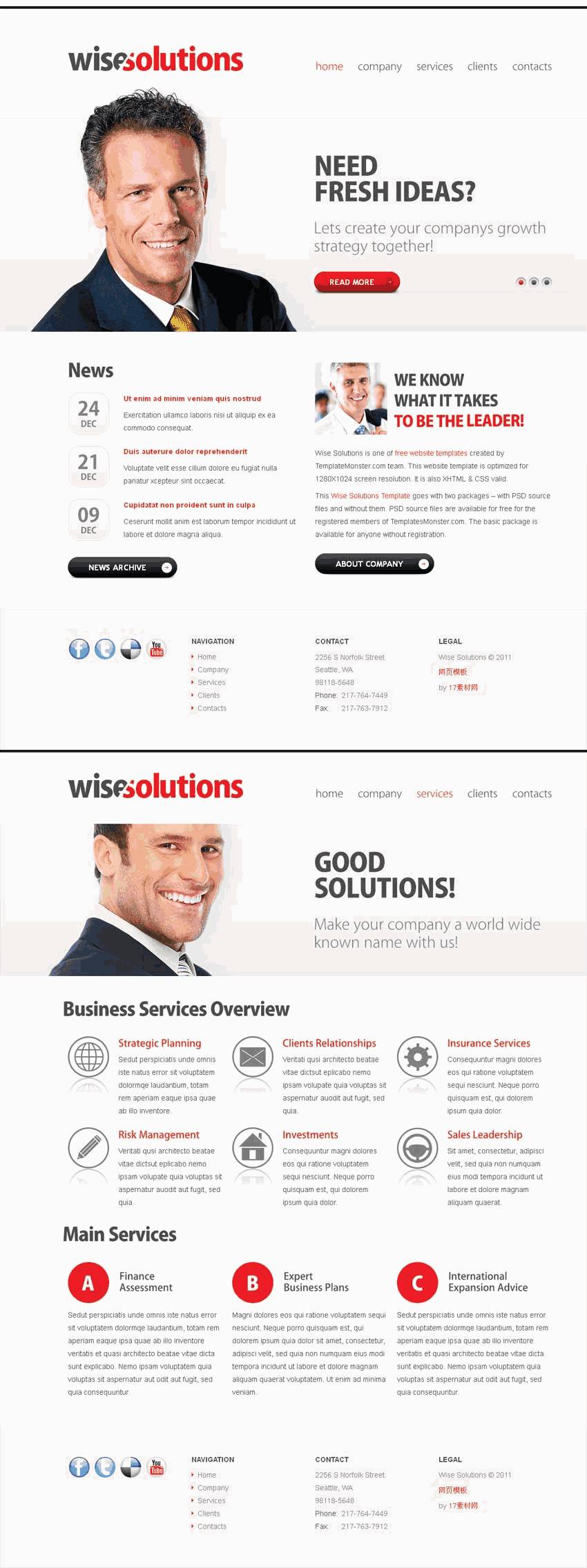 简洁的商务金融公司网站Wordpress模板（带手机版）效果图