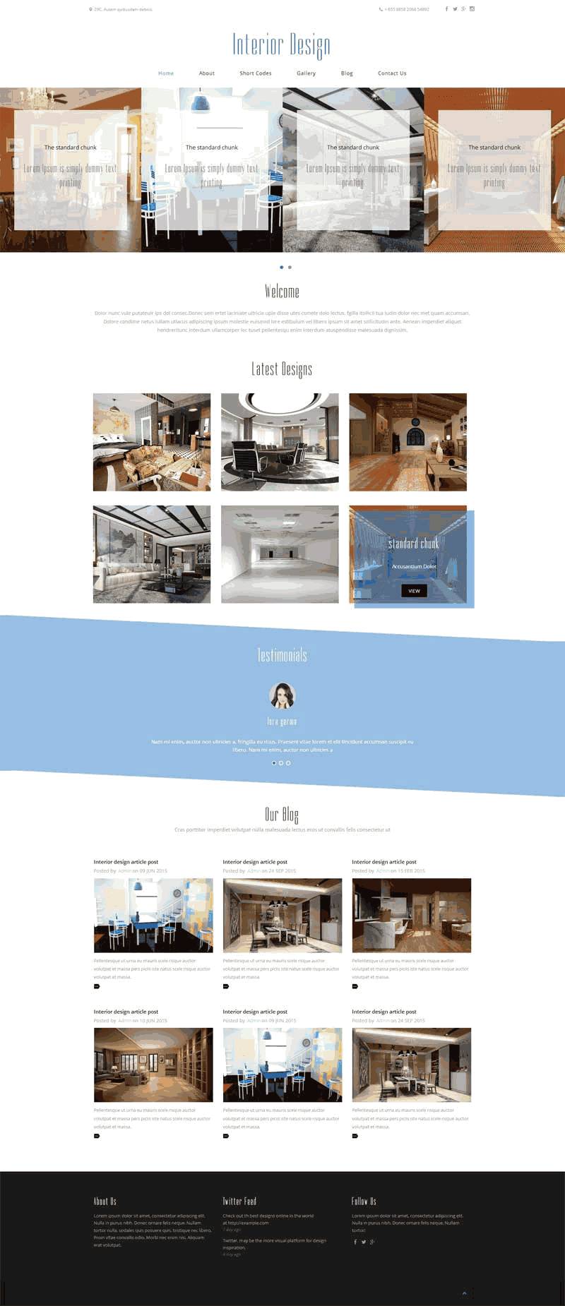 简洁的室内装饰设计公司网站WordPress模板（带手机版）效果图