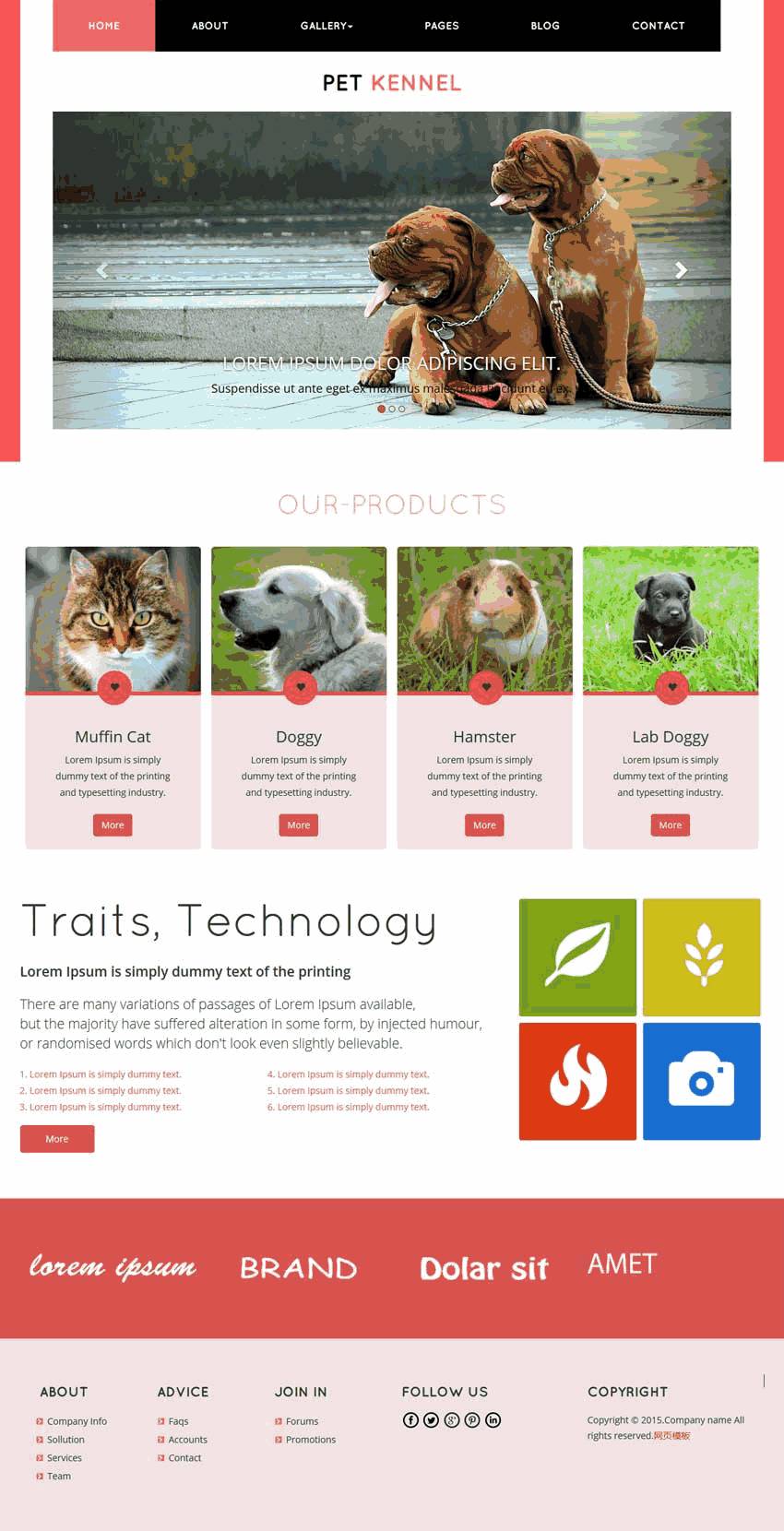 粉色可爱的自适应猫狗宠物店Wordpress模板（带手机版）效果图