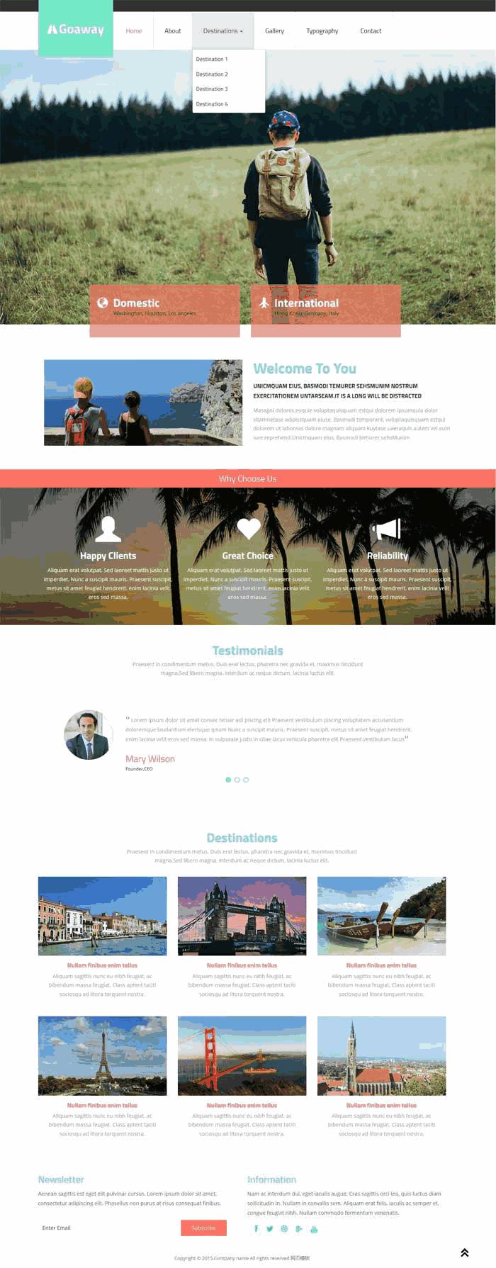 简洁的国外旅游公司网站Wordpress模板（带手机版）效果图