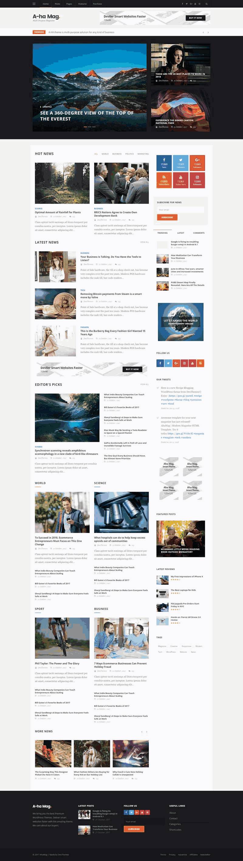 黑色的新闻资讯图片博客网站自适应Wordpress模板（带手机版）效果图