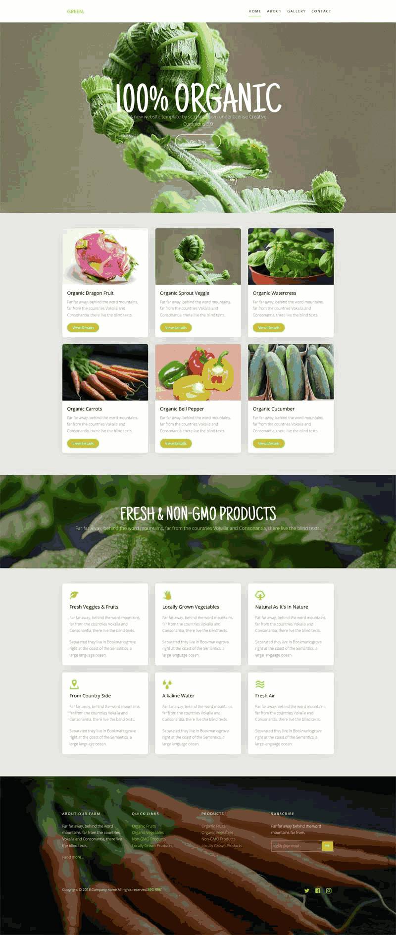 绿色有机蔬菜种植网站动画Wordpress模板（带手机版）效果图