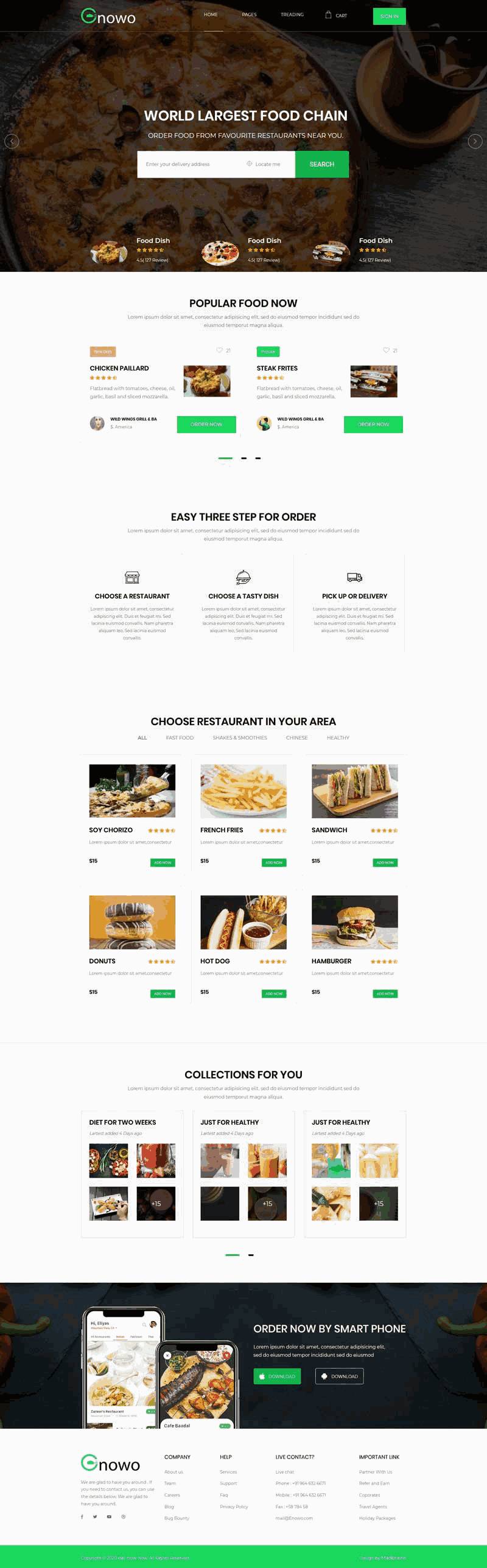 餐饮预订下单网站Wordpress模板（带手机版）效果图