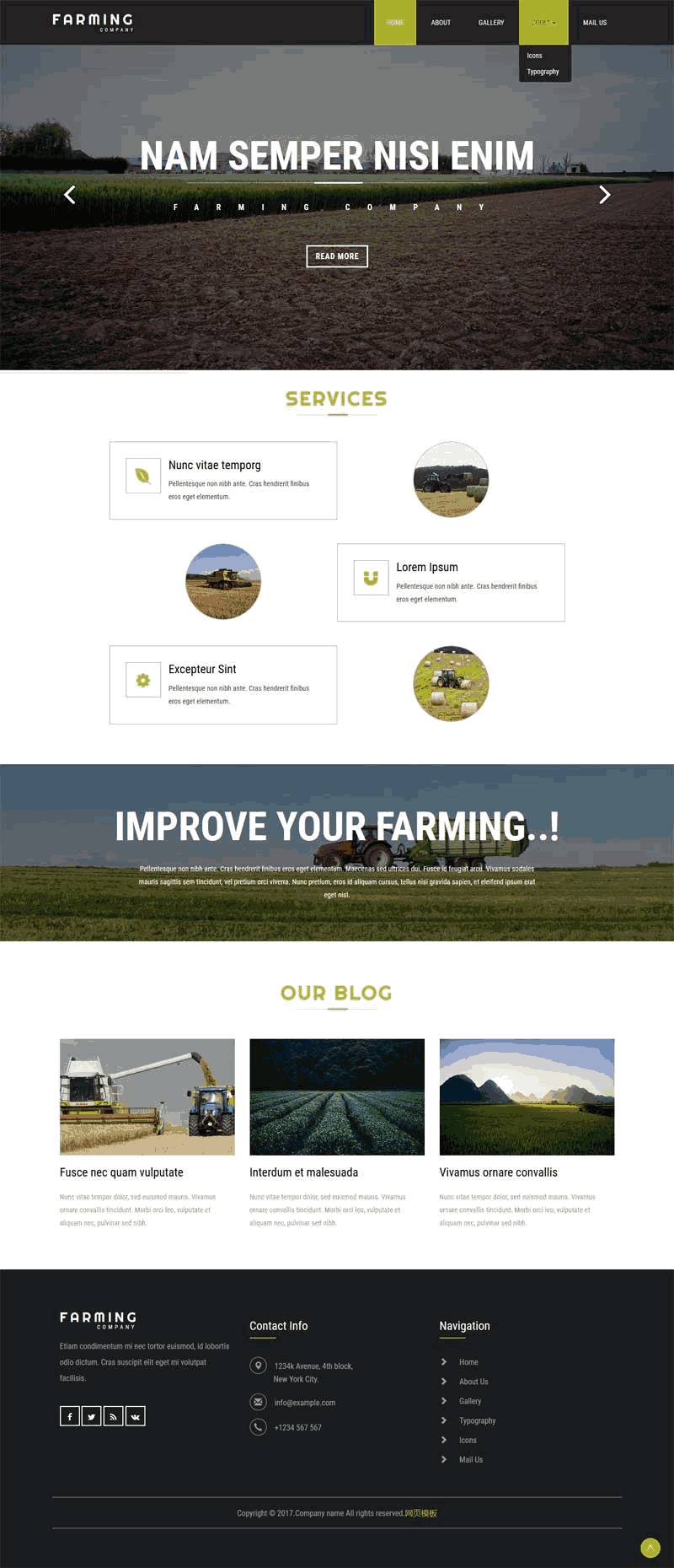 大气的水稻种植农业生产网站Wordpress模板（带手机版）效果图