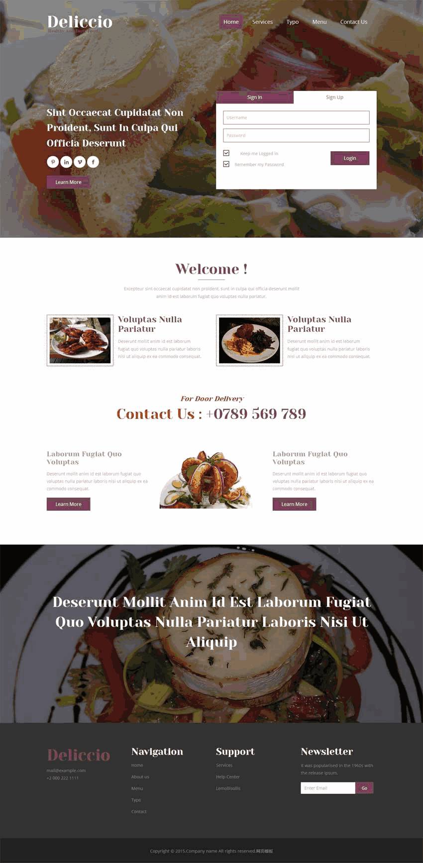 红色的餐饮美食网站Wordpress模板（带手机版）效果图