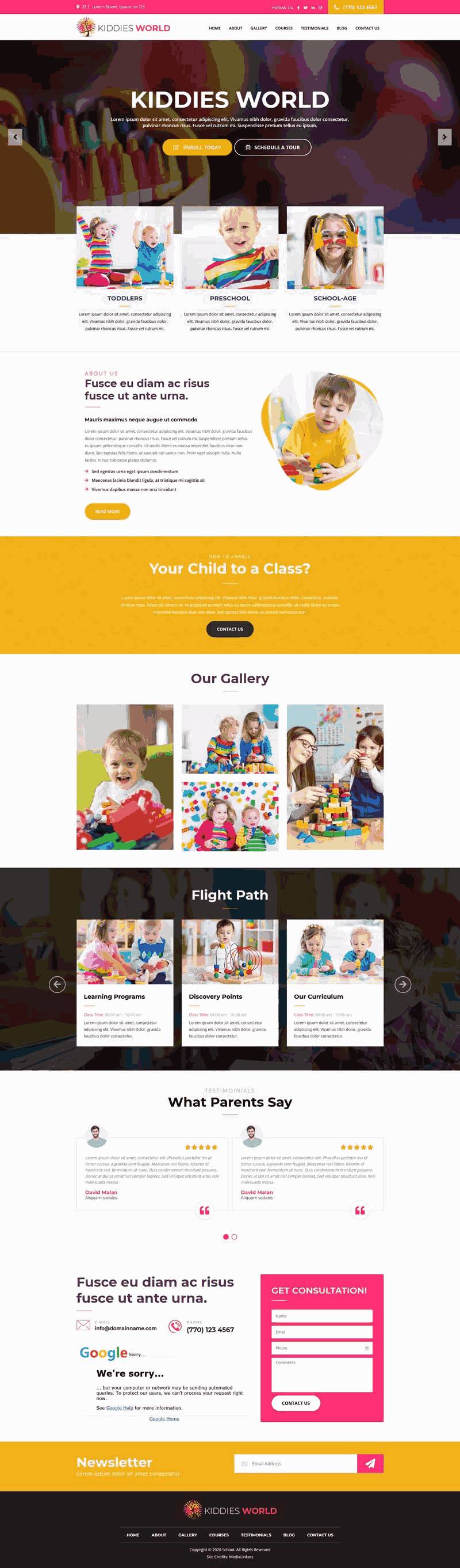 通用的幼儿园/托儿所网站Wordpress模板（带手机版）效果图