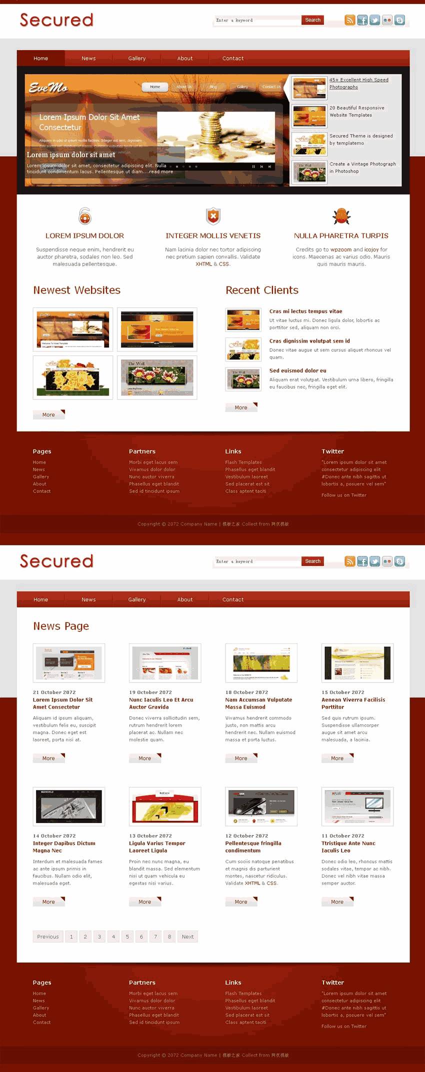 红色的IT互联网公司网站Wordpress模板（带手机版）效果图