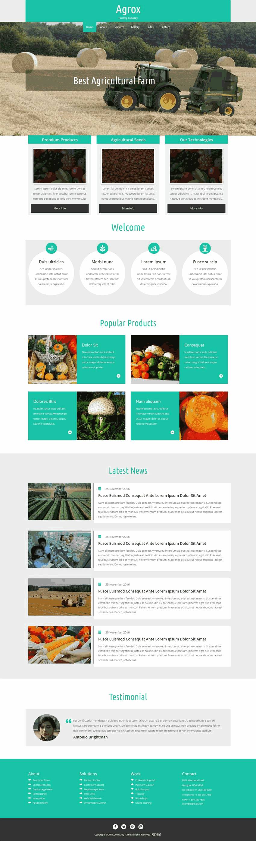 绿色的农业生产公司网站动画Wordpress模板（带手机版）效果图