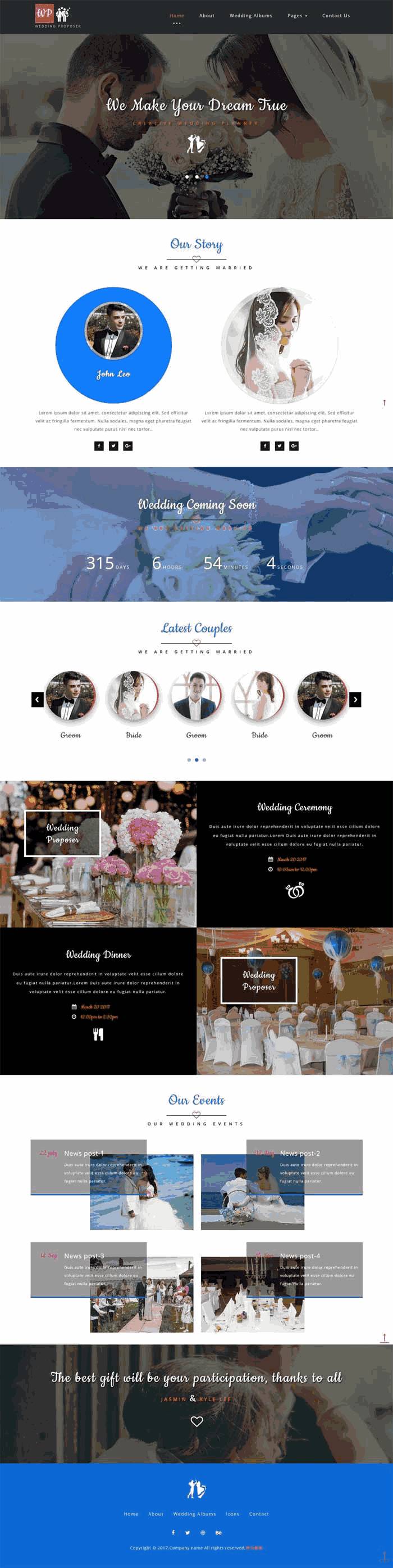 简单大气的婚纱摄影婚庆公司网站Wordpress模板（带手机版）效果图