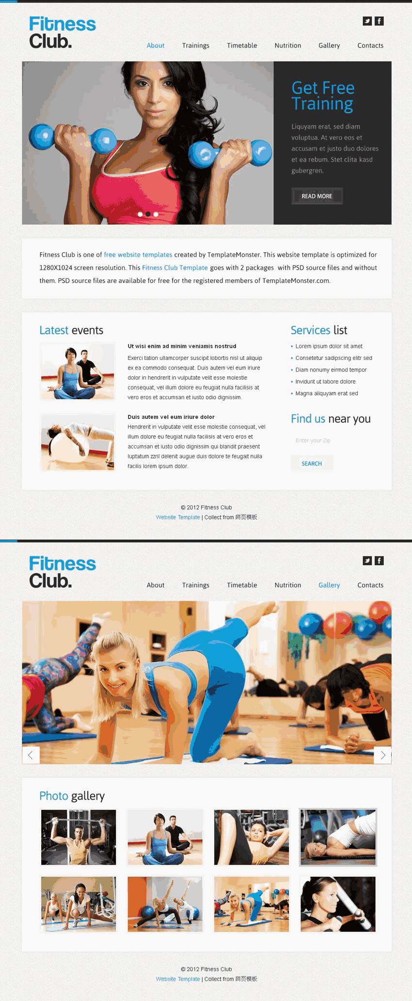 国外健身网站Wordpress模板_简洁的健身网站（带手机版）效果图