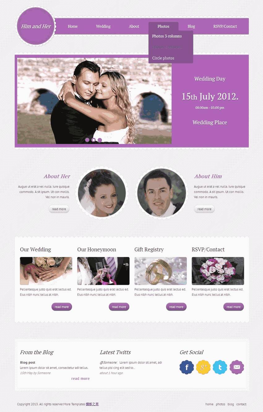 国外简洁的婚庆网站Wordpress模板（带手机版）效果图