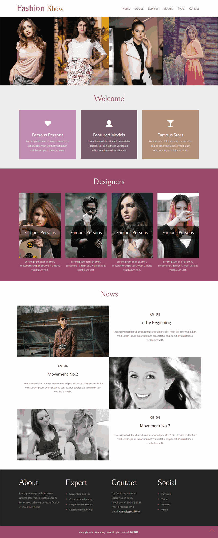 国外简单的女性服装设计公司网站Wordpress模板（带手机版）效果图