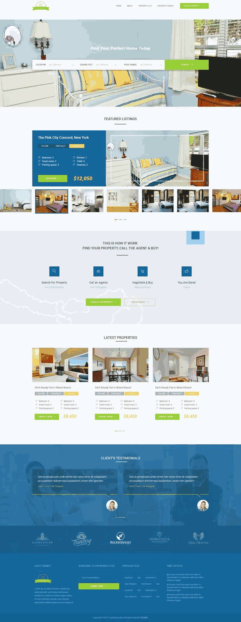 绿色大气的室内家具购物网站Wordpress模板（带手机版）效果图