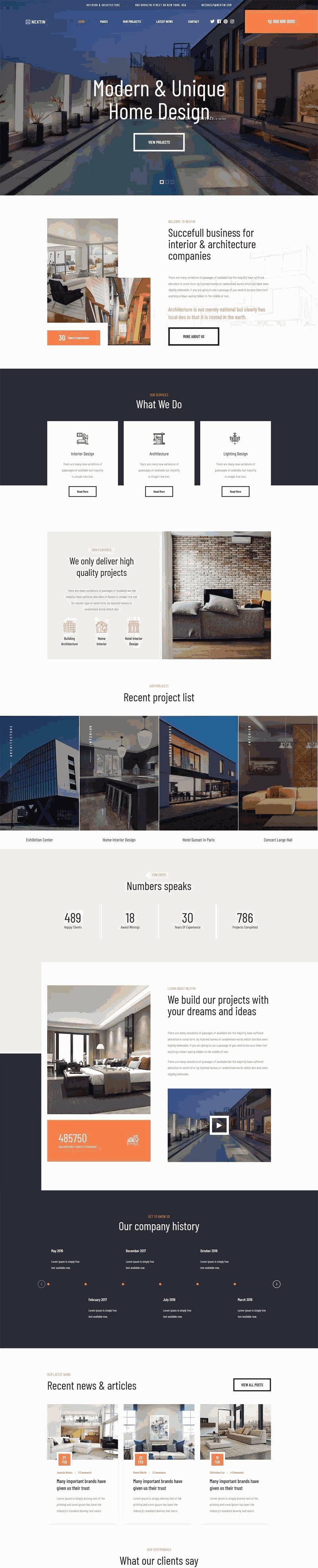 建筑室内设计公司网站自适应Wordpress模板（带手机版）效果图