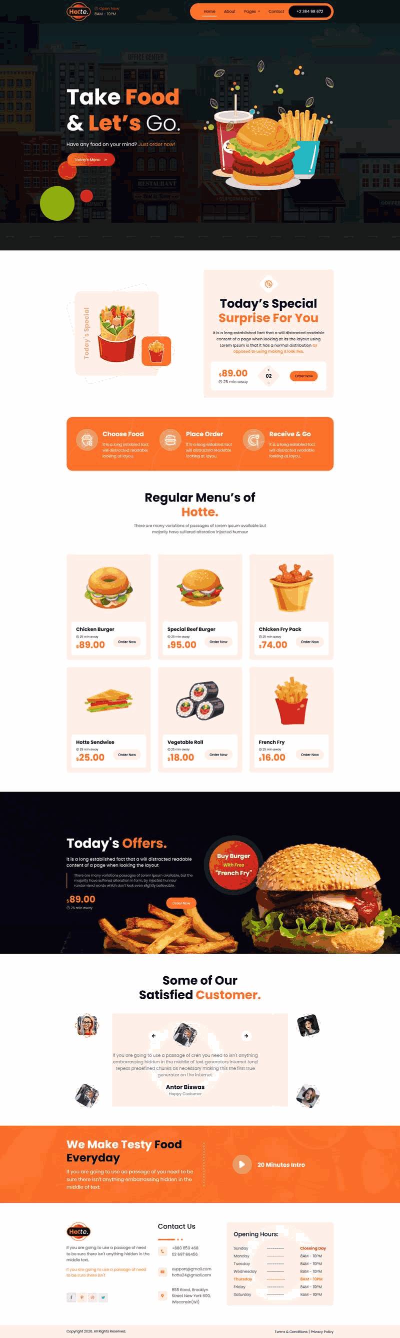 简单的外卖快餐食品展示网站Wordpress模板（带手机版）效果图