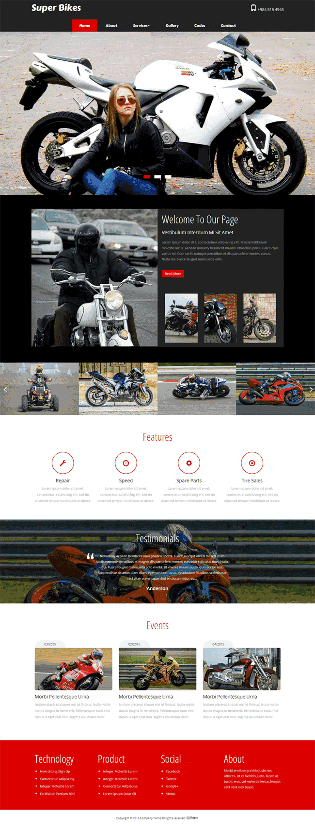 黑色的国外摩托车销售网站Wordpress模板（带手机版）效果图