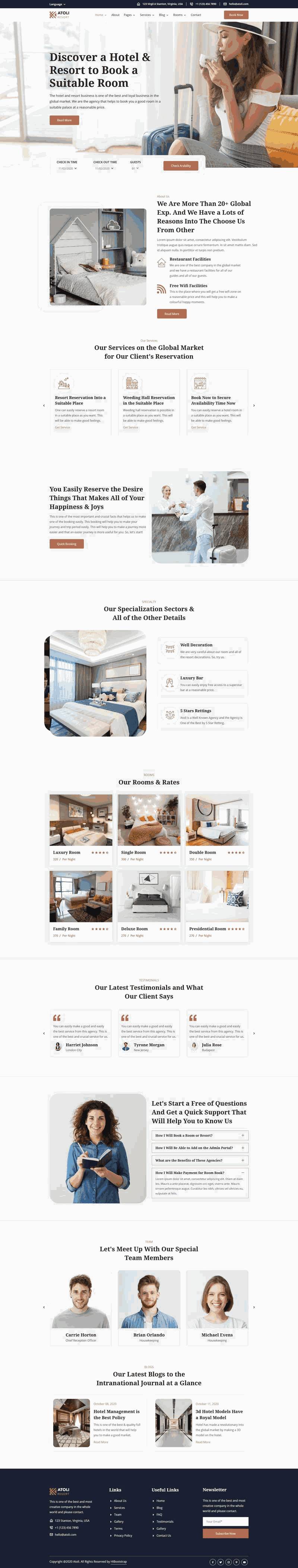 酒店预订和度假村网站Wordpress模板（带手机版）效果图