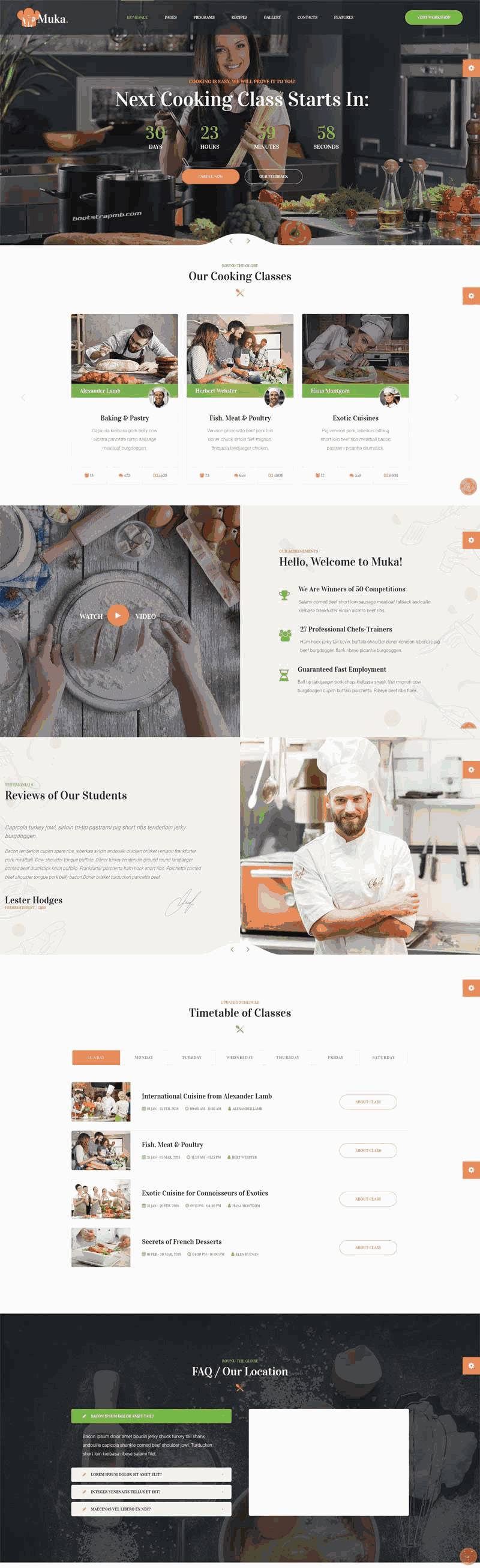 烹饪美食交流平台网站bootstrap响应式Wordpress模板（带手机版）效果图