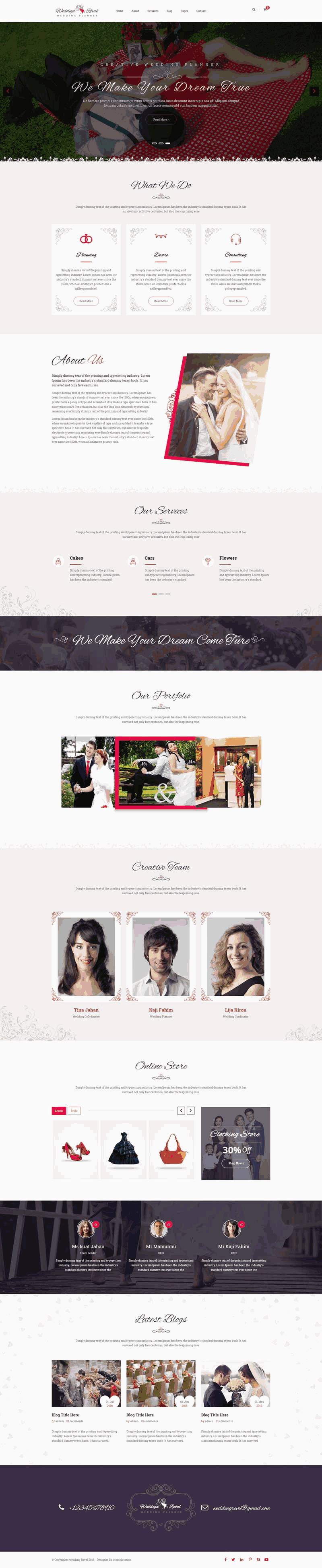 大气的婚纱摄影婚礼策划公司网站Wordpress模板（带手机版）效果图