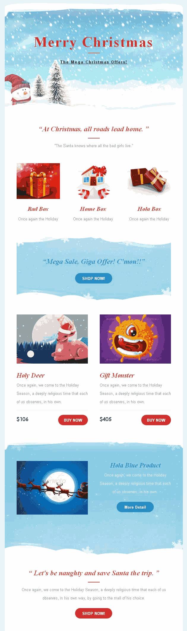 精美的圣诞促销邮件格式Wordpress模板（含手机站）效果图