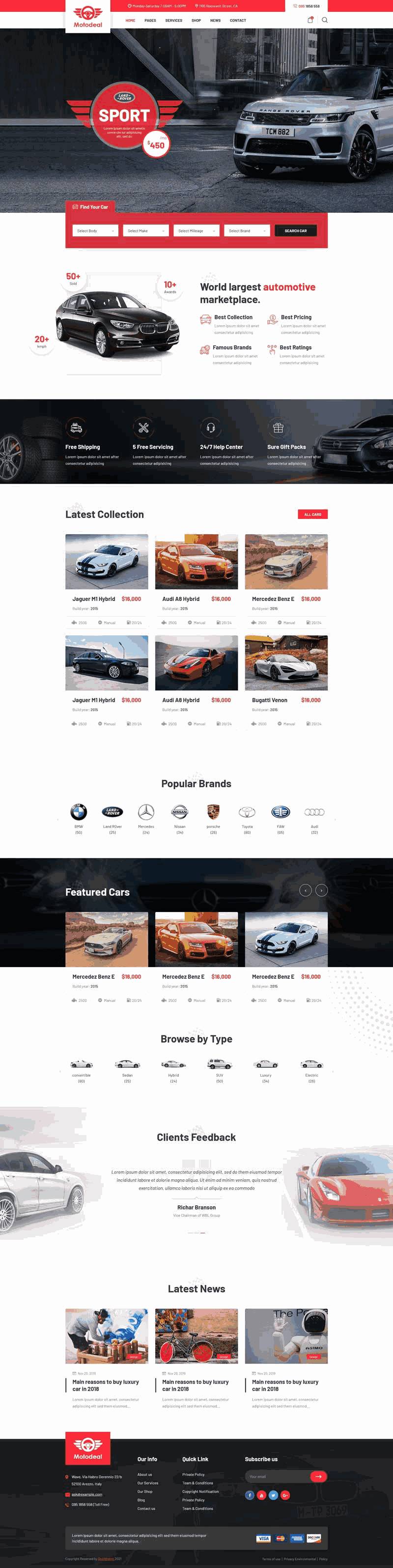 大气的汽车销售交易平台网站Wordpress模板（带手机版）效果图