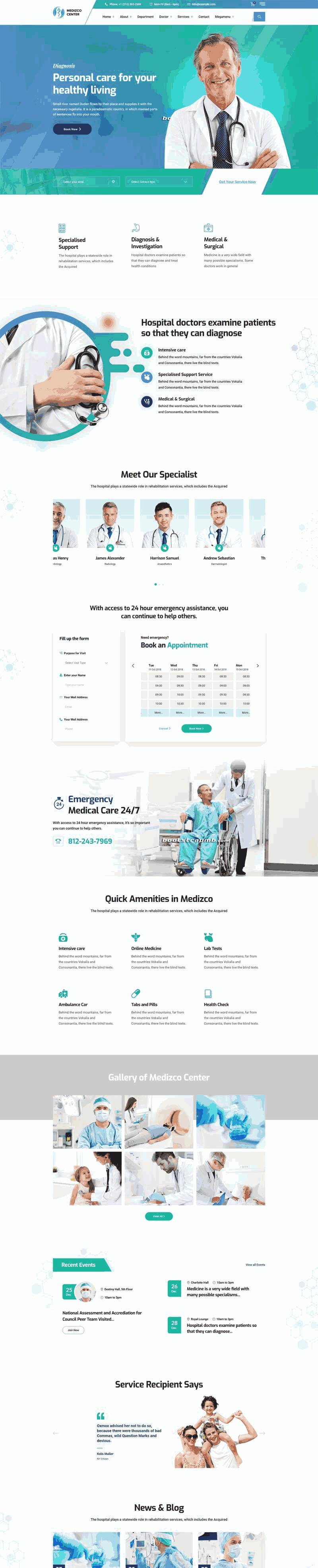 医疗健康康复中心网站Wordpress模板（带手机版）效果图
