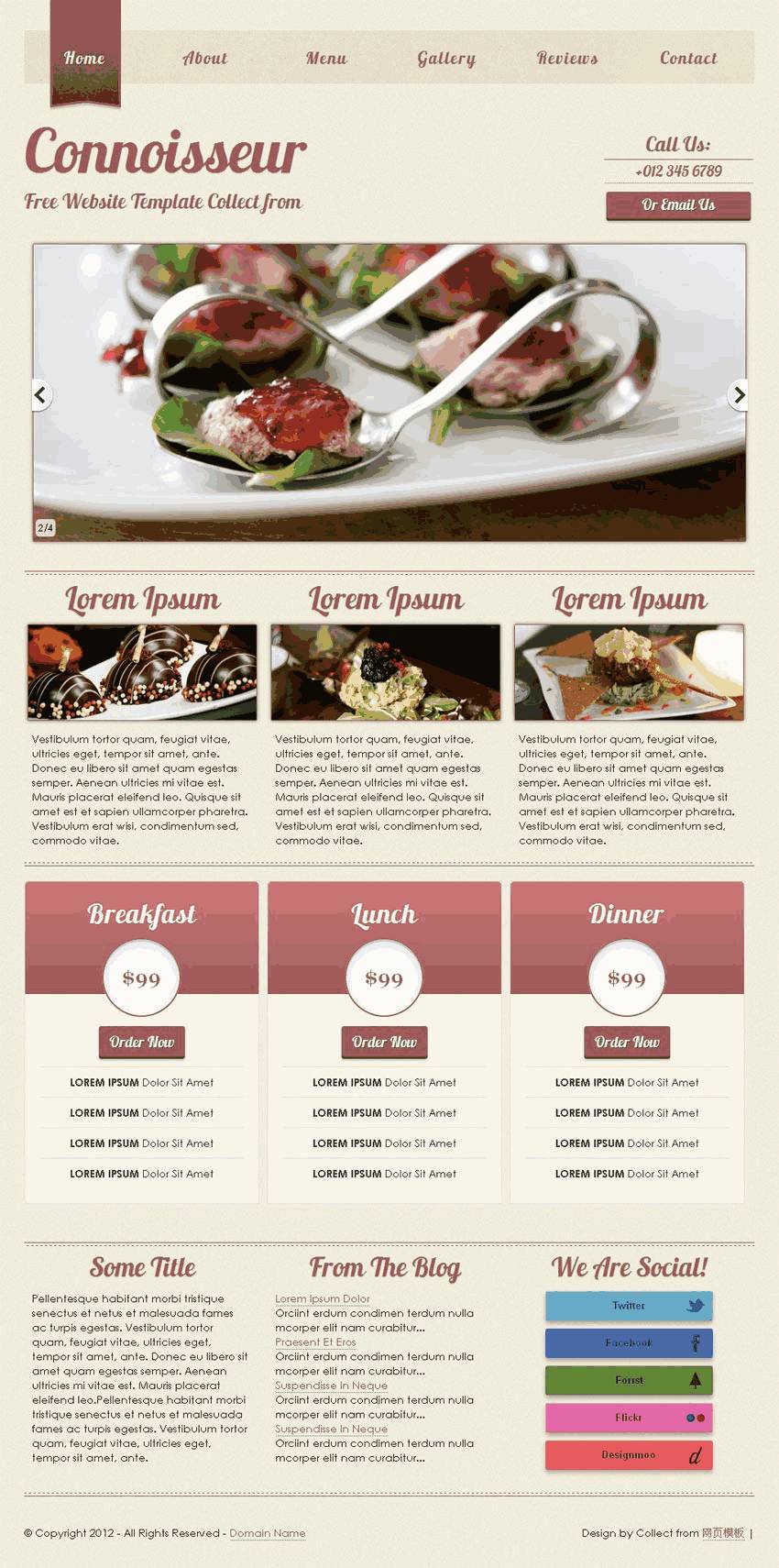 国外餐饮网站Wordpress模板（带手机版）效果图