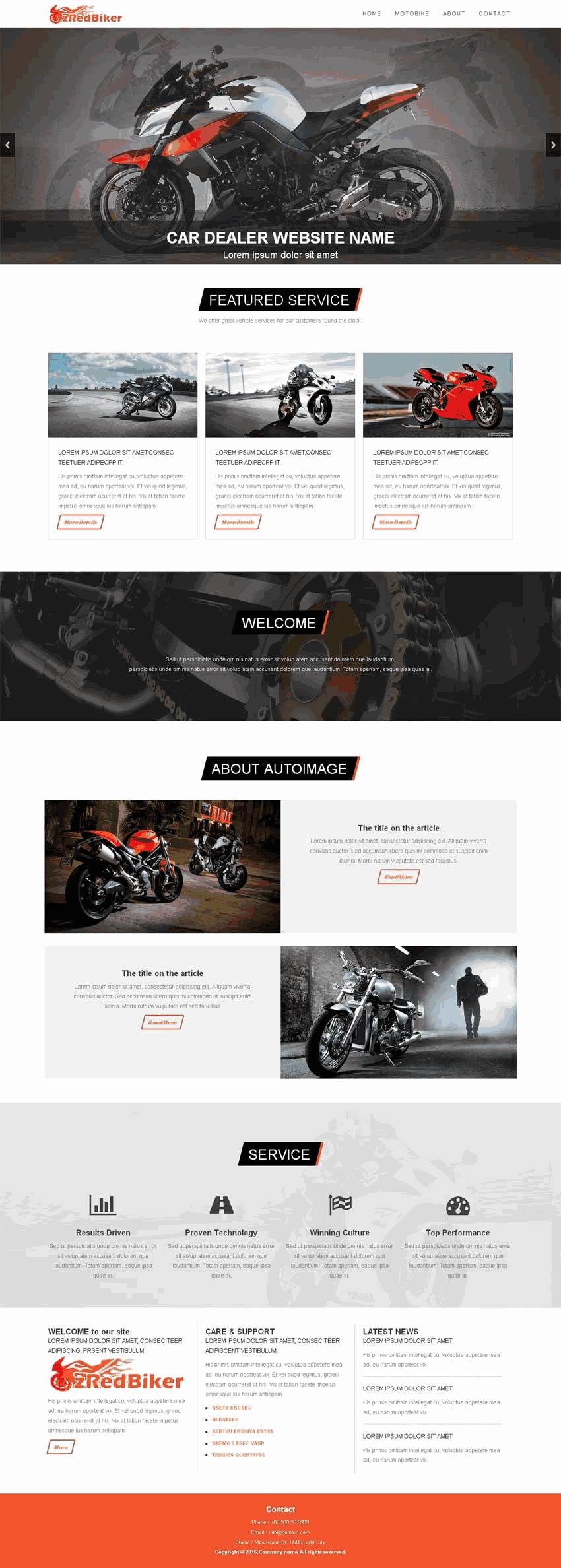 简洁的国外摩托车公司网站Wordpress模板（带手机版）效果图