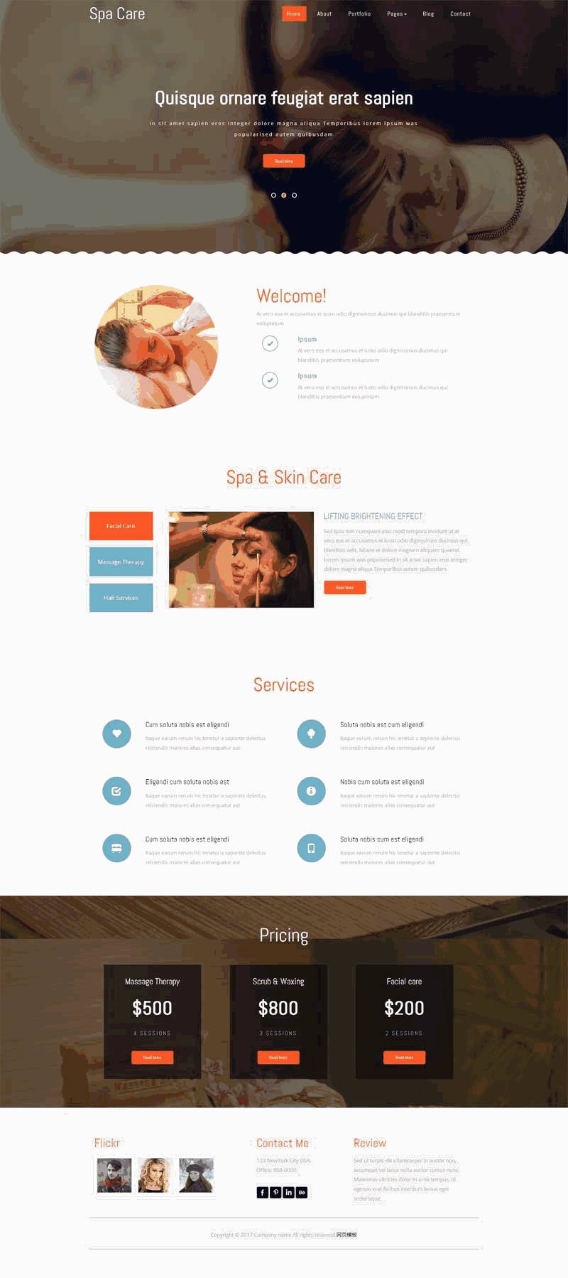 宽屏的女性美容spa会所网站Wordpress模板（带手机版）效果图