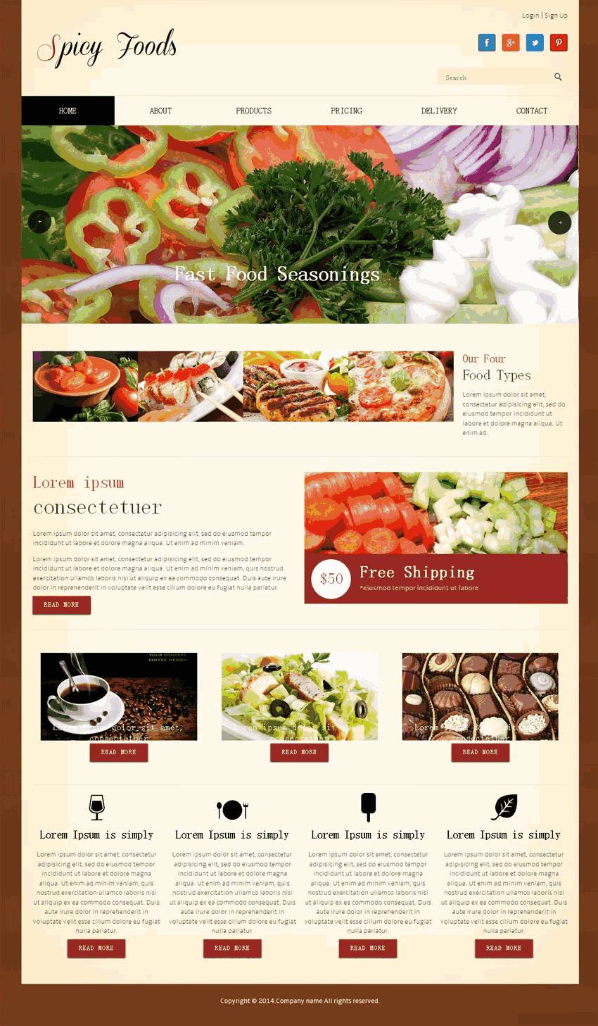 国外自适应设计西餐美食网站Wordpress模板（带手机版）效果图