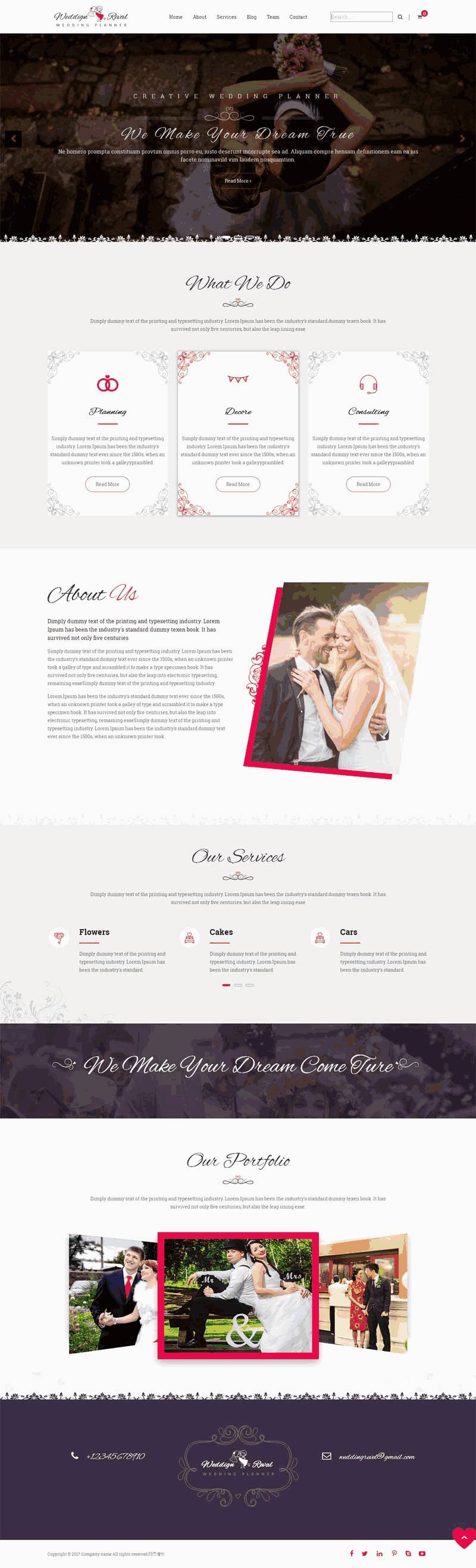 简洁欧美风格的婚庆摄影公司网站Wordpress模板（带手机版）效果图
