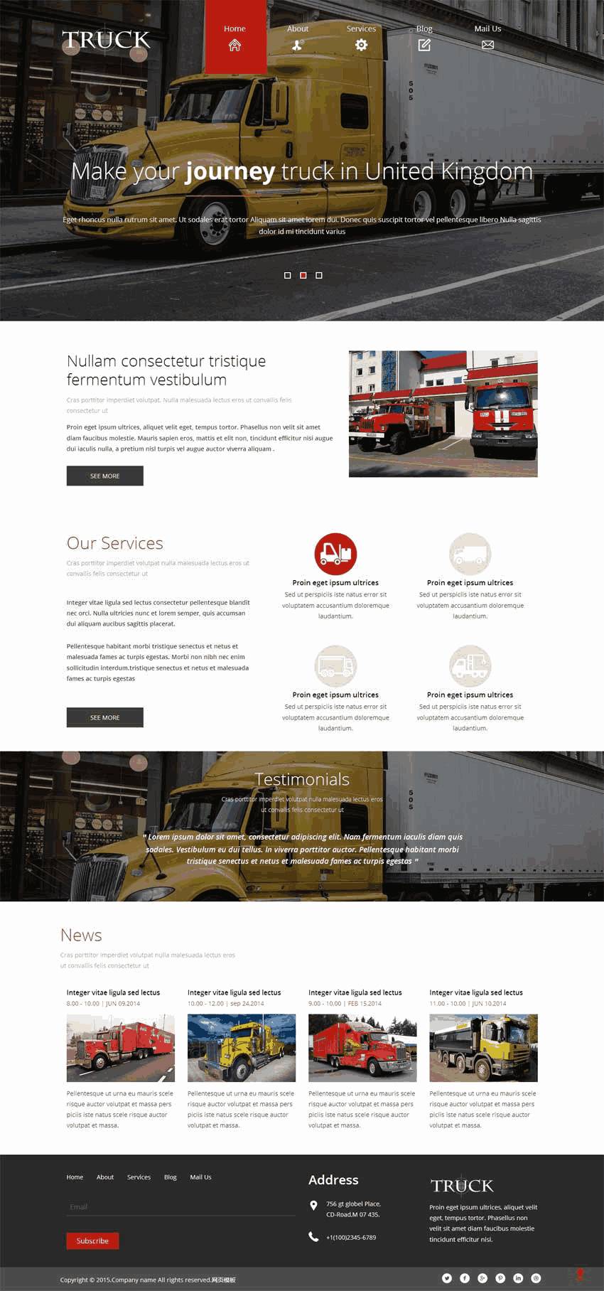 国外宽屏的重型卡车公司网站WordPress模板（带手机版）效果图