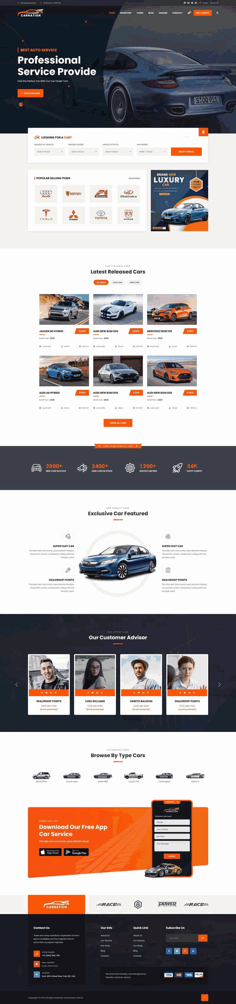 汽车销售租赁平台网站Wordpress模板（带手机版）效果图