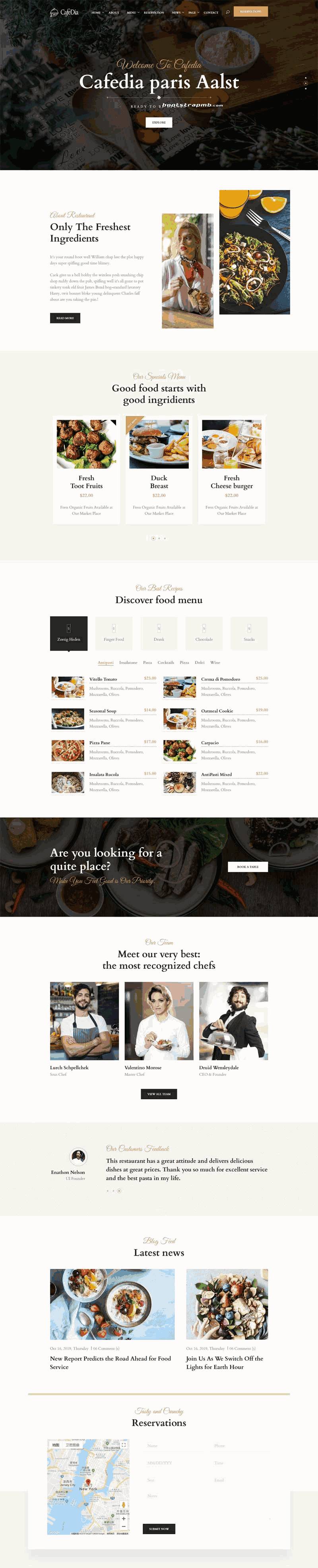 大气自适应餐饮餐厅网站Wordpress模板（带手机版）效果图