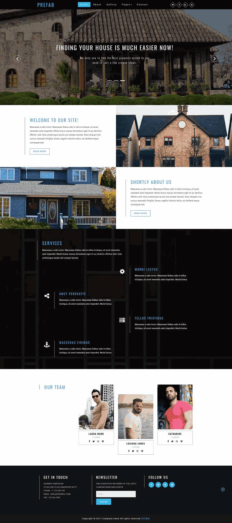 黑色的国外别墅出租信息网站WordPress模板（带手机版）效果图