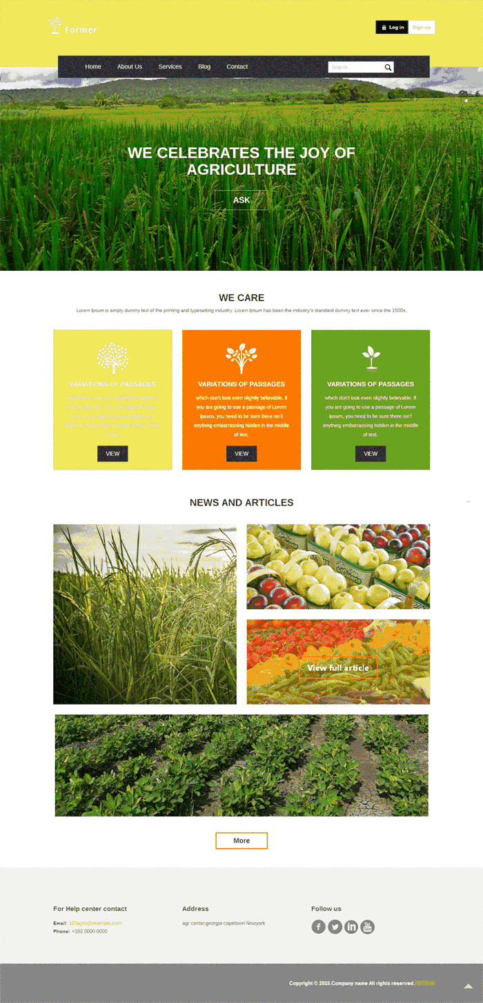 简约的农产品种植网站Wordpress模板（带手机版）效果图