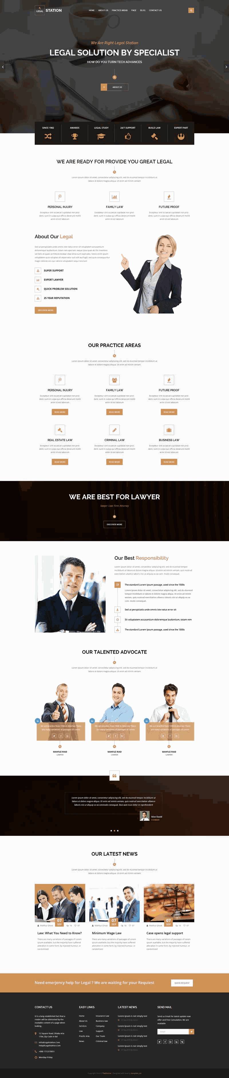 大气的律师事务所法律咨询网站自适应Wordpress模板（带手机版）效果图