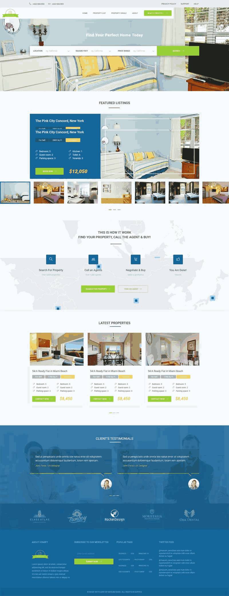 绿色的二手房屋租赁交易平台网站Wordpress模板（带手机版）效果图