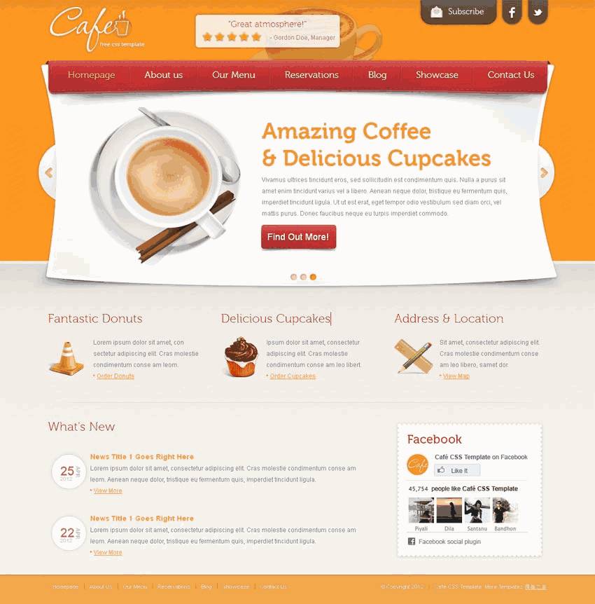 国外咖啡网站Wordpress模板首页（带手机版）效果图