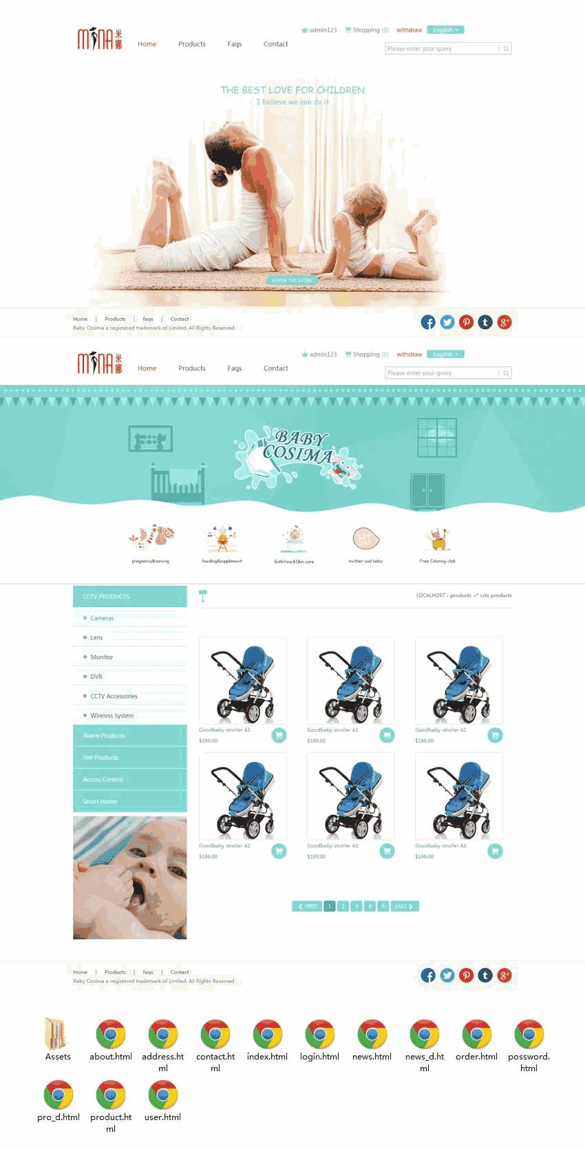 简洁的外贸婴儿用品网站自适应Wordpress模板（带手机版）效果图