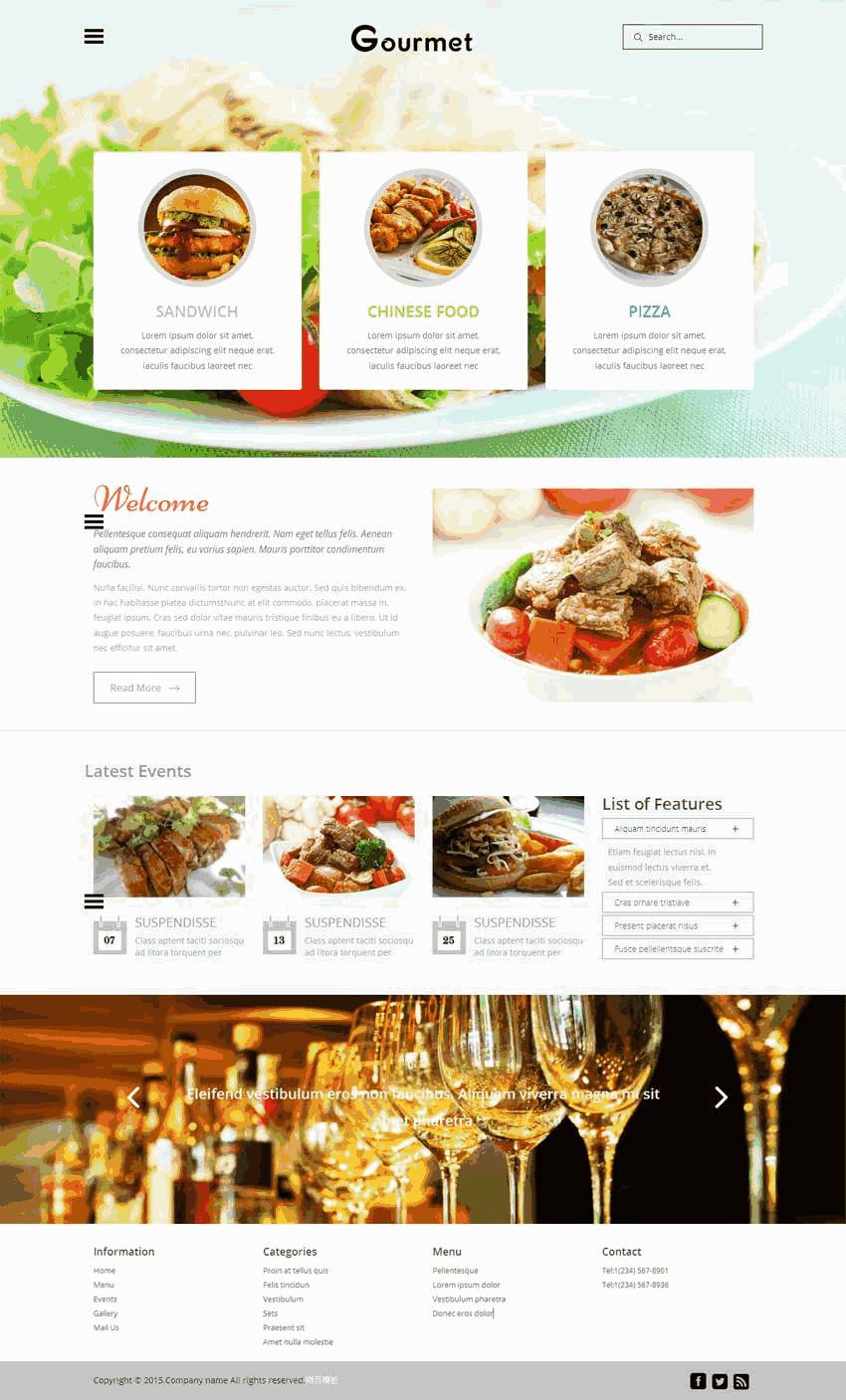 国外bootstrap自适应西餐厅美食网站Wordpress模板（带手机版）效果图