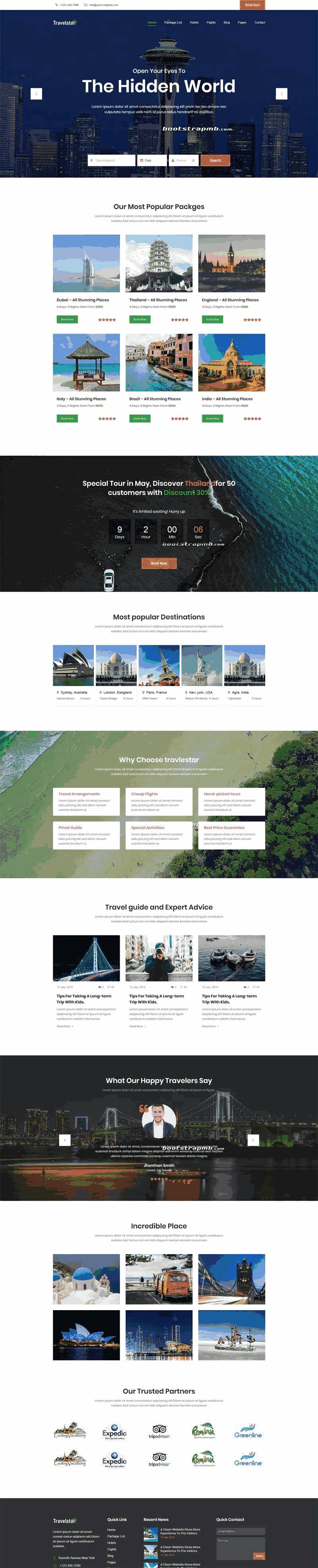 自适应旅行社旅游平台网站Wordpress模板（带手机版）效果图