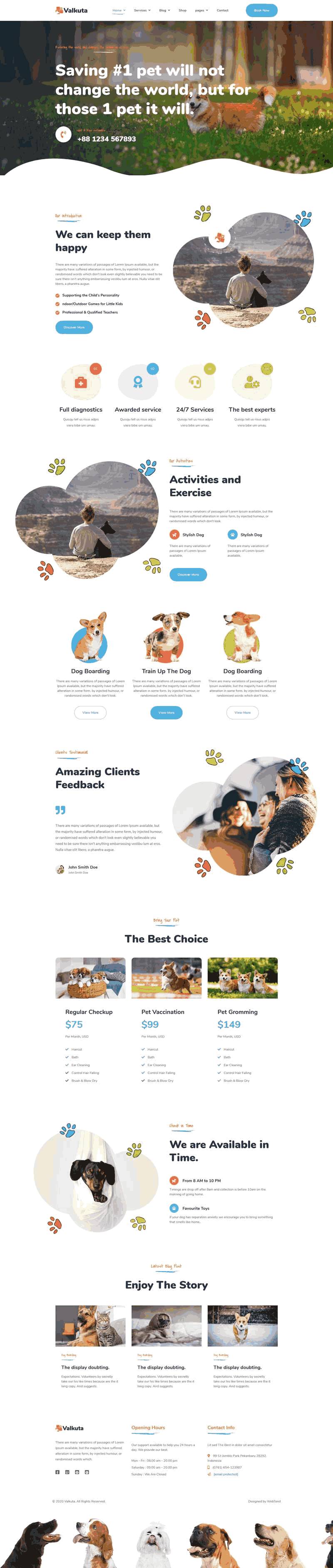 卡通宠物店展示网站Wordpress模板（带手机版）效果图